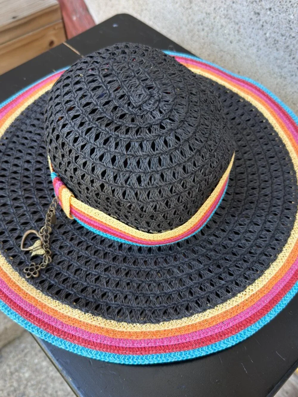 Piper & Blue - Black Sun Hat with Colorful Trim